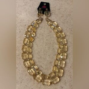 Paparazzi Gold and Crystal Necklace Set